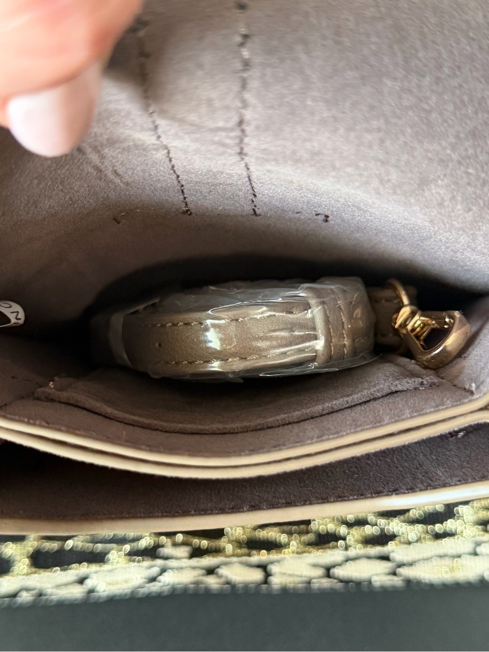 Taupe Crossbody Bag with Gold Ring Accent by Brentano - Picture 10 of 14